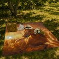 thumbnail image 7 of Chestnut Horse Portrait Among Golden Meadow Grasses, Cozy Flannel Blanket with Warm Equine Painting Print, Housewarming Gift for Horse Portrait Enthusiasts, Home Decor for Bedroom and Living Room, 7 of 7