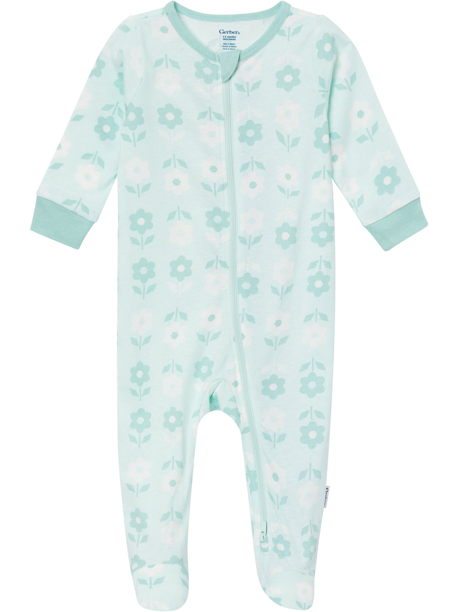 Gerber Baby Neutral Sleep N´ Play 2-Way Zipper Footed Pajamas, 4-Pack, Sizes, Newborn - 6/9 Months