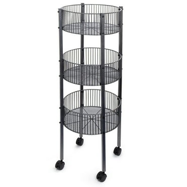 Truu Design 3-Tier Stainless Steel Accessory Display Storage Tower with Wheels