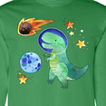 thumbnail image 4 of Inktastic Tyrannosaurus Rex Vs. Meteor Fun Space Dinosaur Long Sleeve T-Shirt, 4 of 5