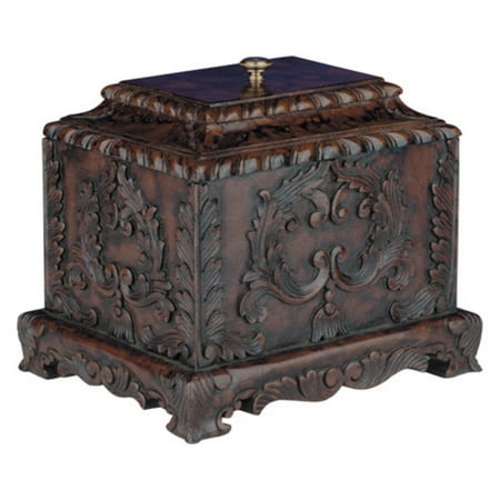 Carved Tea Caddy Box - 7.5W x 6.5H in.