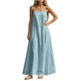thumbnail image 2 of Asgosdo Summer Cami Dresses for Women Sleeveless Spaghetti Strap Solid Color Loose Fit Comfy Soft Lounge Dress, 2 of 5