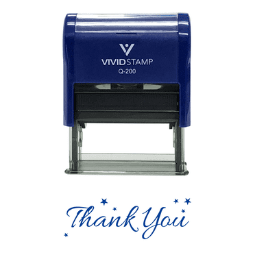 Vivid Stamp THANK YOU w/ Stars Self Inking Rubber Stamp (Blue Ink) - Medium