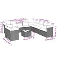 thumbnail image 2 of vidaXL 12 Piece Patio Sofa Set with Cushions Gray Poly Rattan, 2 of 4