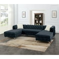thumbnail image 1 of U-Shaped Sofa, U-Sectional Velvet Tufted Cushion Couch for Gorgeous Living Room, LAF & RAF Chaise Armless Loveseat, Modular Sectional Sofa with Velvet Fabric Modular, Black, 1 of 5