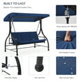 thumbnail image 4 of AECOJOY 3 Person Canopy Steel Porch Swing, Converting Swing Glider Hammock-Dark Blue, 4 of 7
