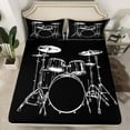 thumbnail image 2 of Manfei Drum Kit Twin Sheet Sets,Music Instrument Twin Fitted Sheet,White Black Flat Sheet For Boys Kids,Breathable Home Decor,3-Piece, 2 of 7