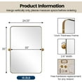 thumbnail image 2 of MOON MIRROR Brushed Gold Rectangle Pivot Mirror for Bathroom, Brass Pivoting Vanity，Overall 24.33 x 30 in (Mirror 20x 30 in), 2 of 9