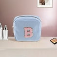 thumbnail image 5 of Unique Bargains 1 Pc Letter B Pattern Makeup Bag for Travel Blue Corduroy, 5 of 6