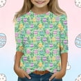 thumbnail image 2 of ZVAVZ Girls Easter Shirt Toddler Bunny Graphic Tees Kids Girl Summer 3/4 Sleeve Tops Funny Rabbit Easter T Shirts for Back To School Multicolor,7-8Years, 2 of 5
