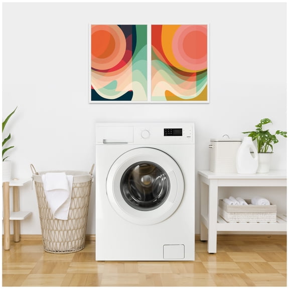 Kate and Laurel Summer Sun 1 and 2 Set of 2 18x24 Framed Canvas Wall Art Set by Alicia Bock, Sylvie White, Modern, Abstract Art for Wall Decor, Living Room, Bedroom