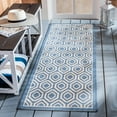 thumbnail image 3 of Safavieh Courtyard Amelia Geometric Indoor/Outdoor Runner Rug, Blue/Beige, 2'3" x 10', 3 of 13
