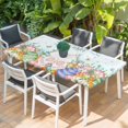 thumbnail image 2 of Easter Table Cloths for 5 Foot Rectangle Tables, Spring Rabbit Feet Eggs Botanical Flowers Butterfly Patio Waterproof Elastic Fitted Tablecloths, Washable Rectangular Table Cover for Camping, 2 of 8