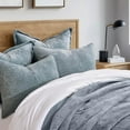 thumbnail image 2 of EVERGRACE Velvet Quilt Set King Size, Luxurious Soft Quilted Bedding Sets, Lightweight Velvet Comforter for All Season, Striped Channel Bedspread Coverlet with 2 Shams, 104" x 92", Blue Linen, 2 of 8