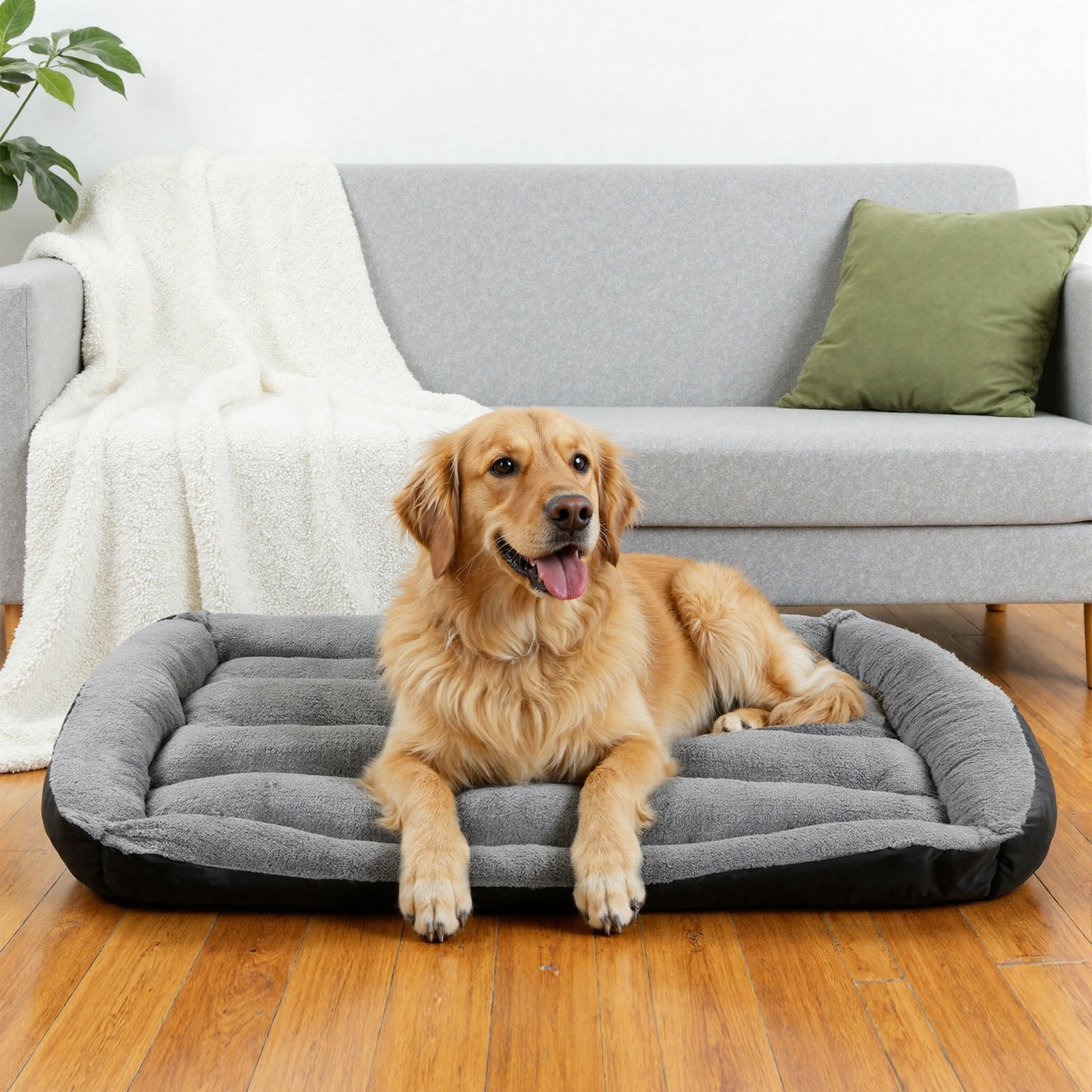 Vaukki Pet Bed for Large Dogs,Washable Pet Sleeping Mat with Waterproof Lining and Non-Skid Bottom,42.5" x 32.5",Black