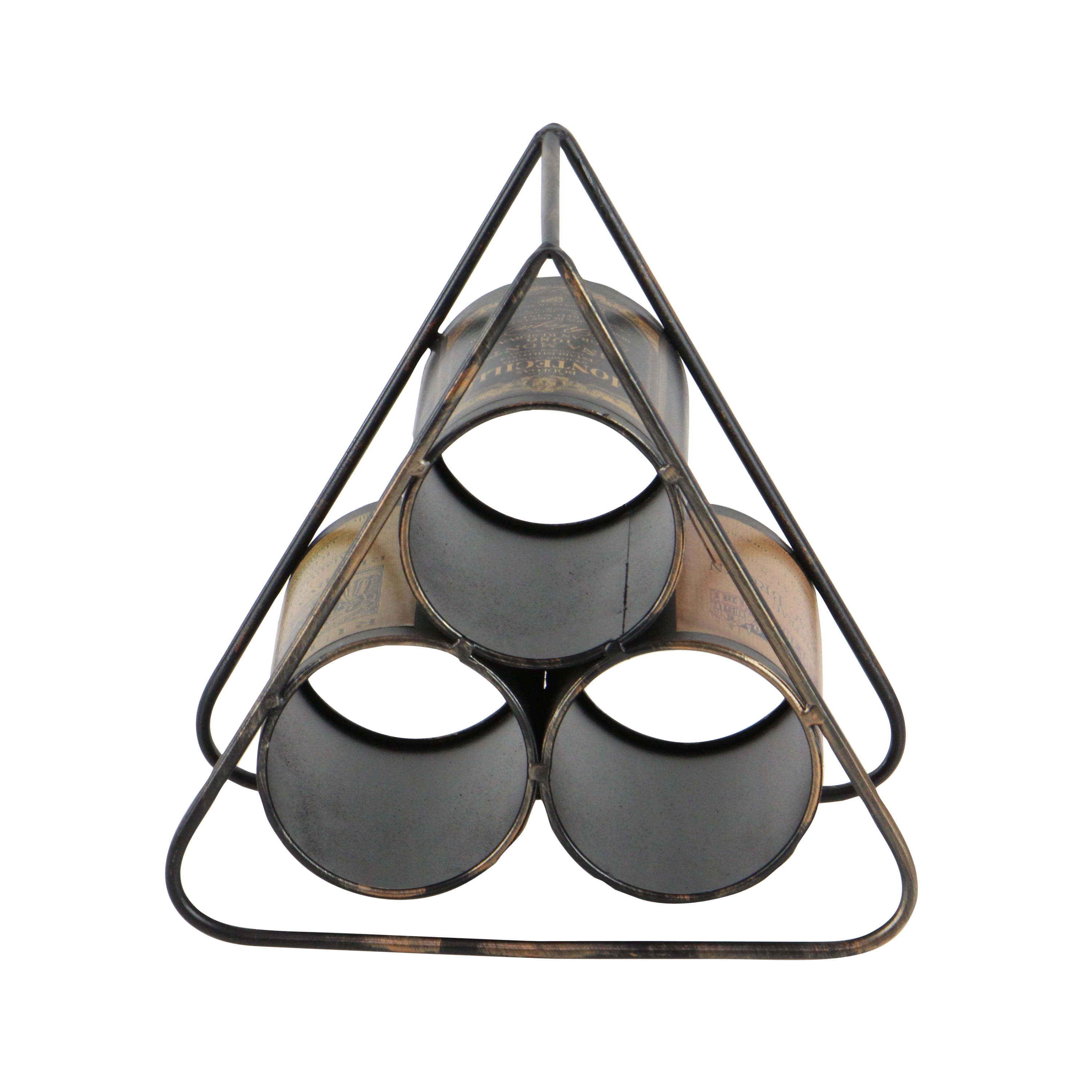 DecMode 11" x 10" Black Metal 3 Bottles Wine Rack, 1-Piece