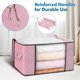 thumbnail image 3 of 90L Large Storage Bags, 2 Pack Clothes Storage Bins Foldable Closet Organizer Storage Containers Storage and Organization (Pink), 3 of 4