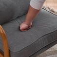 thumbnail image 5 of IVV Accent Armchair with Lumbar Pillow & Solid Wood Frame, 5.5" Thick Seat Cushion, Comfy Upholstered Single Sofa Chair, Linen Fabric, Pink, 5 of 10