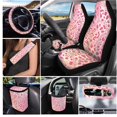 thumbnail image 2 of Jeiento Soft Pastel Pink Leopard Car Interior Complete Set 15 Pack, Universal Seat Protector Rearview Mirror Cover Storage Organizer Seatbelt Pads for Women Vehicles, 2 of 9