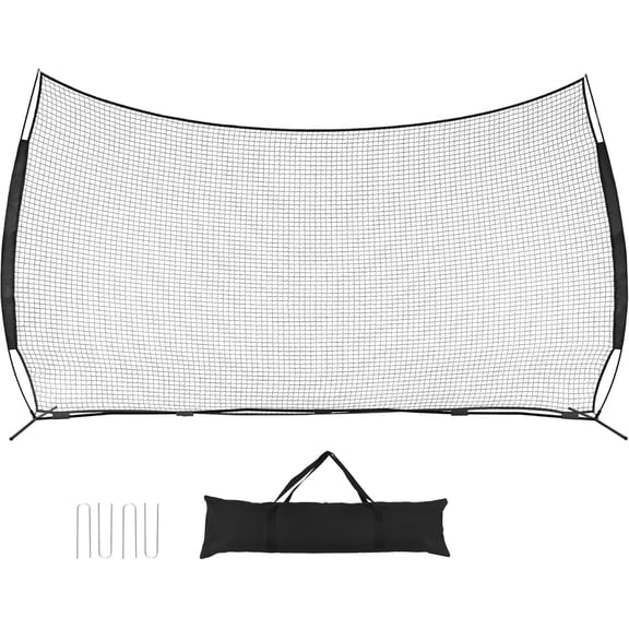 12x9ft / 16x10ft Barricade Backstop Net, Ball  Barrier, Practice Net for Baseball, Softball, Lacrosse, Soccer, Basketball and