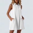 thumbnail image 2 of jtjvou Lapel Collar Cotton Linen Mini Dress for Women 2026 Summer Sleeveless Loose V Neck Casual Tiered Beach Dresses White S, 2 of 6
