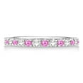 thumbnail image 3 of Diamond and Pink Sapphire Eternity Ring Stackable 14k White Gold (0.63ct), 3 of 3