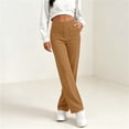 thumbnail image 4 of hlysgo Women's Wide Leg Trousers High Waisted Stretchy Pants Loose School Trendy Clothes Casual Work Pant with Pockets Khaki,M, 4 of 5