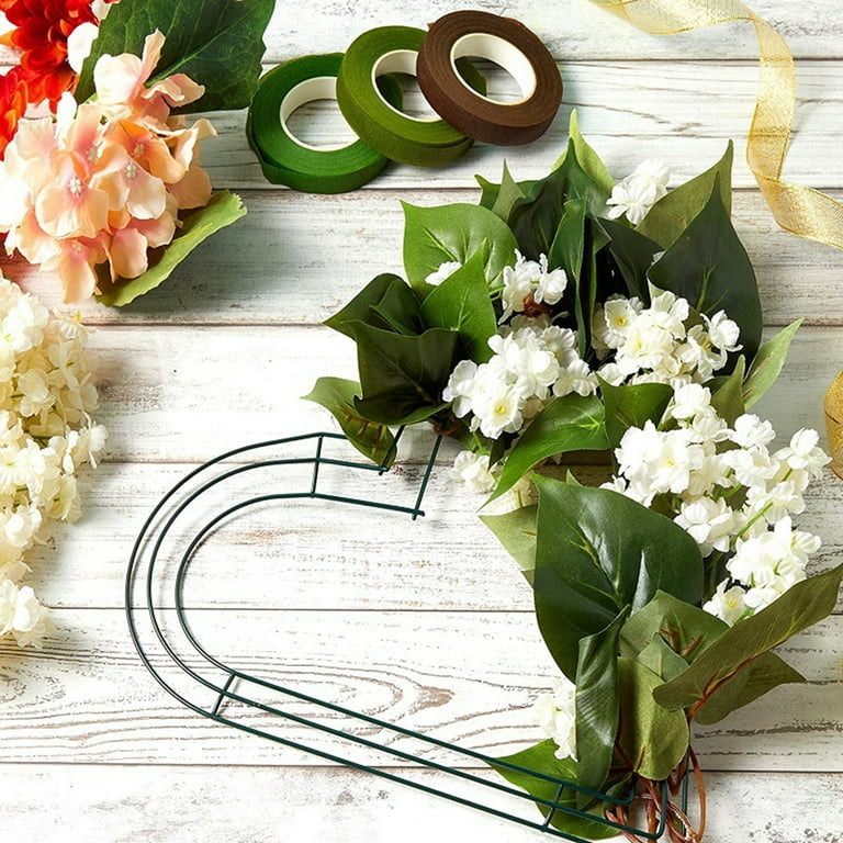 3pcs Heart Wire Wreath Frame Hanging DIY Metal Flower Wreath Frame Floral Hoop, Size: One size, Green