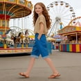 thumbnail image 2 of Vrotazzy Girls Summer High Waist Wide Leg Cropped Pants with Pockets for Everyday Casual School Outdoor Comfort and Like Design,Sizes 7-8 Years, 2 of 4