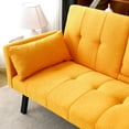 thumbnail image 4 of Aukfa 70" Convertible Futon Sofa Bed for Home Office, Linen Loveseat with Cup Holder, Yellow, 4 of 11