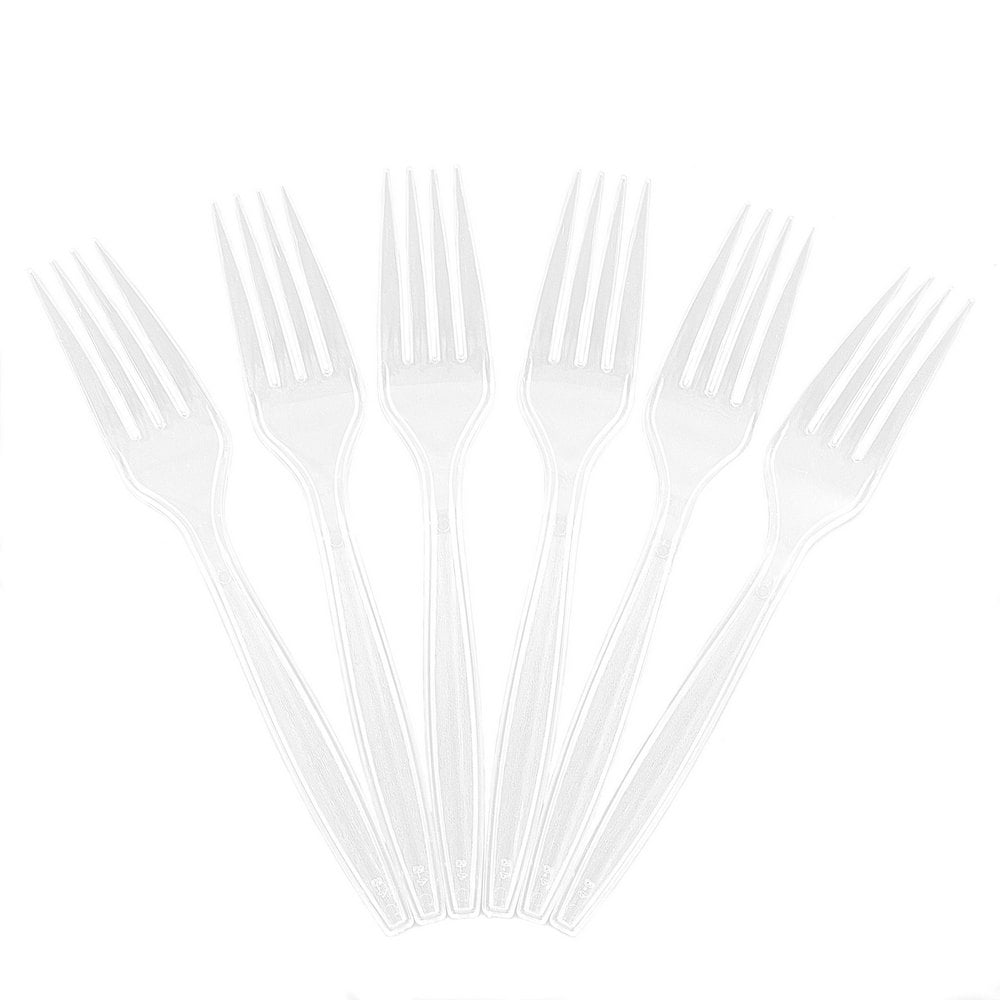 JAM Paper Plastic Forks, Clear, 100 Disposable Forks/Box