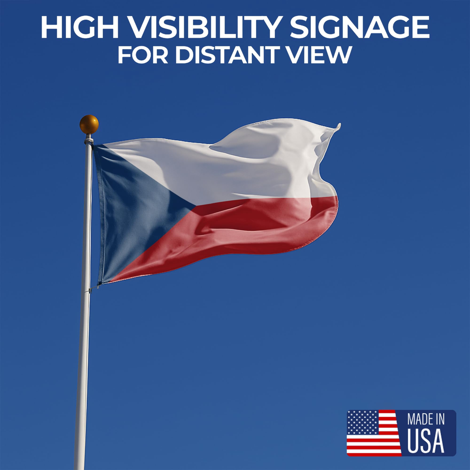 Czech Republic (Czechia) Outdoor Flag (4x6ft) by DreamController - Durable, Fade-Resistant Polyester, Double-Stitched, Brass Grommets - HD Printed Eastern Europe Flag - Made in USA