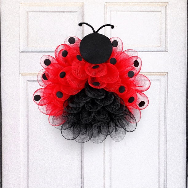 Corona de flores de malla patriótica del día de la independencia, decoración colgante de la puerta principal, escaparate del 4 de julio, decoración de pared, guirnalda floral duradera que no se