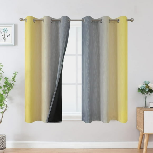 Cortinas Blackout Ombre Grises/Amarillas Estelar Textiler 115x115 cm