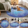 thumbnail image 5 of Boho Flowers Round Area Rug 6Ft Washable Circle Rugs for Bathroom Office, Blue Floral Bohemian Vintage Country Non-Slip Carpet Floor Mats Indoor Outdoor Carpet Runner Aesthetic Home Decor, 5 of 8