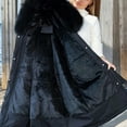 thumbnail image 3 of Women's Mid-length Waist-fitted Thick Warm Coat with Large Fur Collar Jacket Parka, 3 of 6