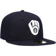 thumbnail image 3 of Men's New Era Navy Milwaukee Brewers White Logo 59FIFTY Fitted Hat, 3 of 6