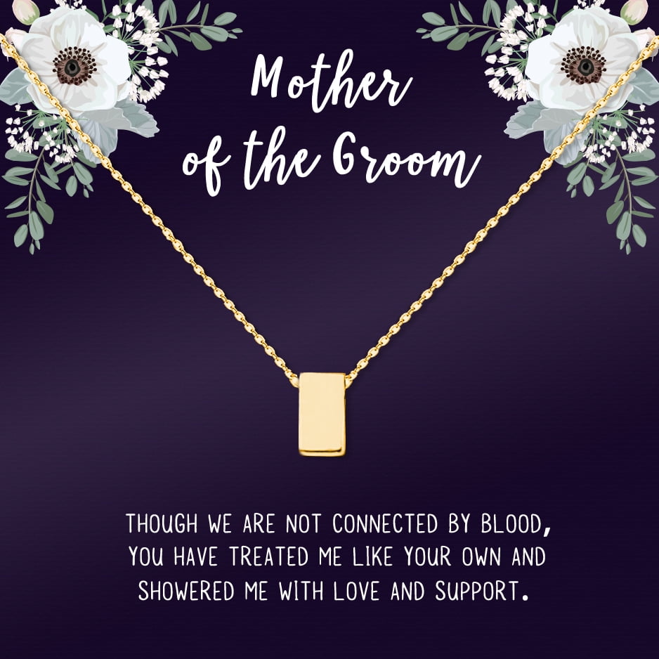 Gold Mother's Day Necklace for Mom, Mother of the Groom Gift, Wedding Day Gift, Wedding Gift for Mother of the Groom, Necklace and Card Jewelry Gift Box [Gold, No-Personalized Card]
