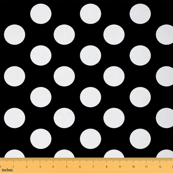 Homewish Cartoon Black White Dots Fabric by the Yard 1 Yard, Circle Abstract Room Decor Fabric by the Yard, Polka Dot Artwork Print Sewing Fabric, Luxury Bedroom Decor