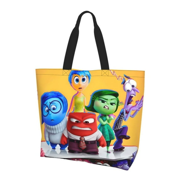 Saiise inside out 2 Print Tote Bags for Women Travel Reusable Grocery Shopping Shoulder Handbag Go-to Everyday Bag for Work