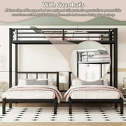 Bellemave Triple Bunk Bed Twin XL over Twin and Twin Metal Bunk Bed Convertible 3 Bunk Bed for Teens, Black