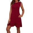 thumbnail image 2 of Liquidation d'Été 2025! Robe Grande Taille pour Femmes, Liquidation d'Été pour Femmes, Robe d'Été Unie Sans Manches Col Rond, 2 of 5