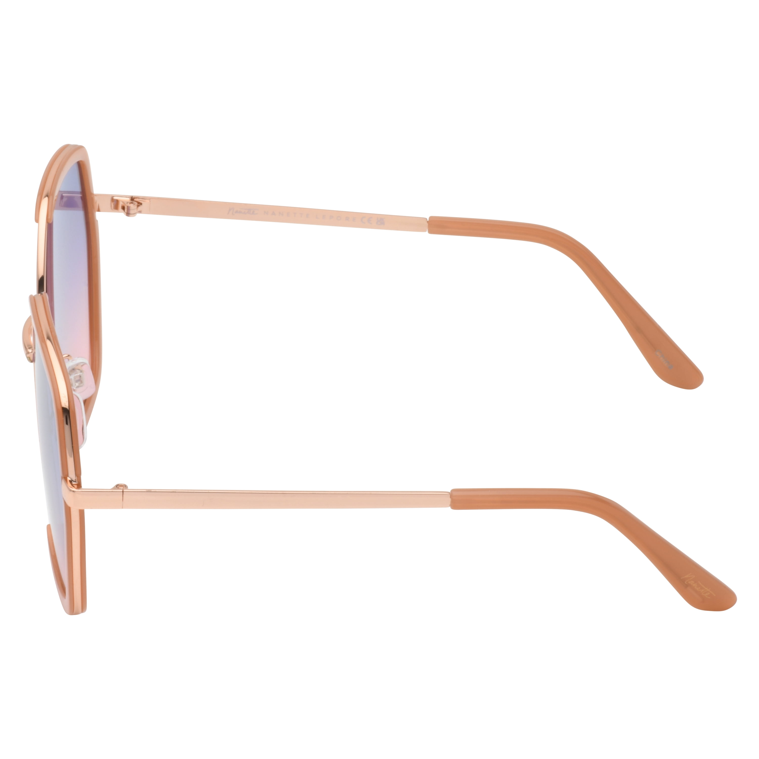 Nanette Lepore Women's NN382 Metal UV400 Protective Geometric Hexagonal Fashion Sunglasses, 63mm