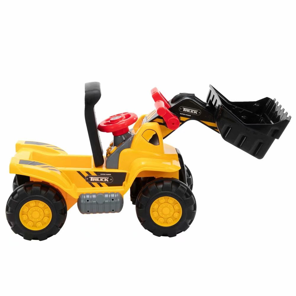 Kids Ride On Excavator Outdoor Bulldozer Digger Scooper Pulling Cart Toys Gift 