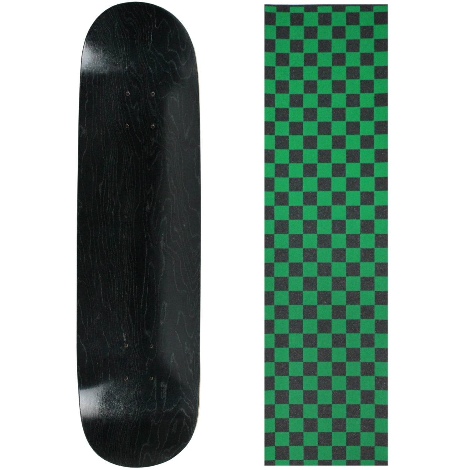 BLANK SKATEBOARD DECK STAINED BLACK 8.5" Checker Green Grip