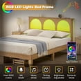 thumbnail image 5 of Queen Size Platform Bed Frame with Natural Rattan Headboard & Led Light, 5 of 7