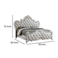 thumbnail image 5 of Venta Queen Size Bed, Pearl White Button Tufted Faux Leather Upholstery, 5 of 6