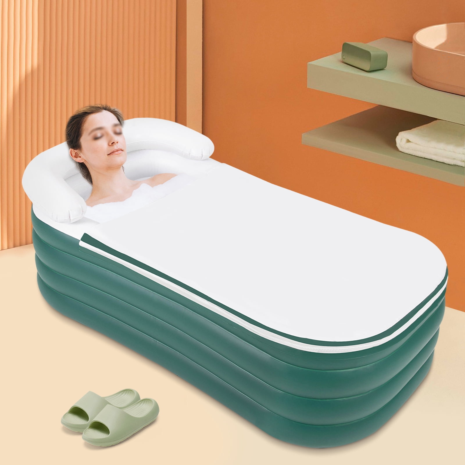 4-Layer Inflatable Bathtub with Electric Air Pump - Portable PVC Spa Bath for Home & Outdoor Use, Fits Adults Up to 6ft