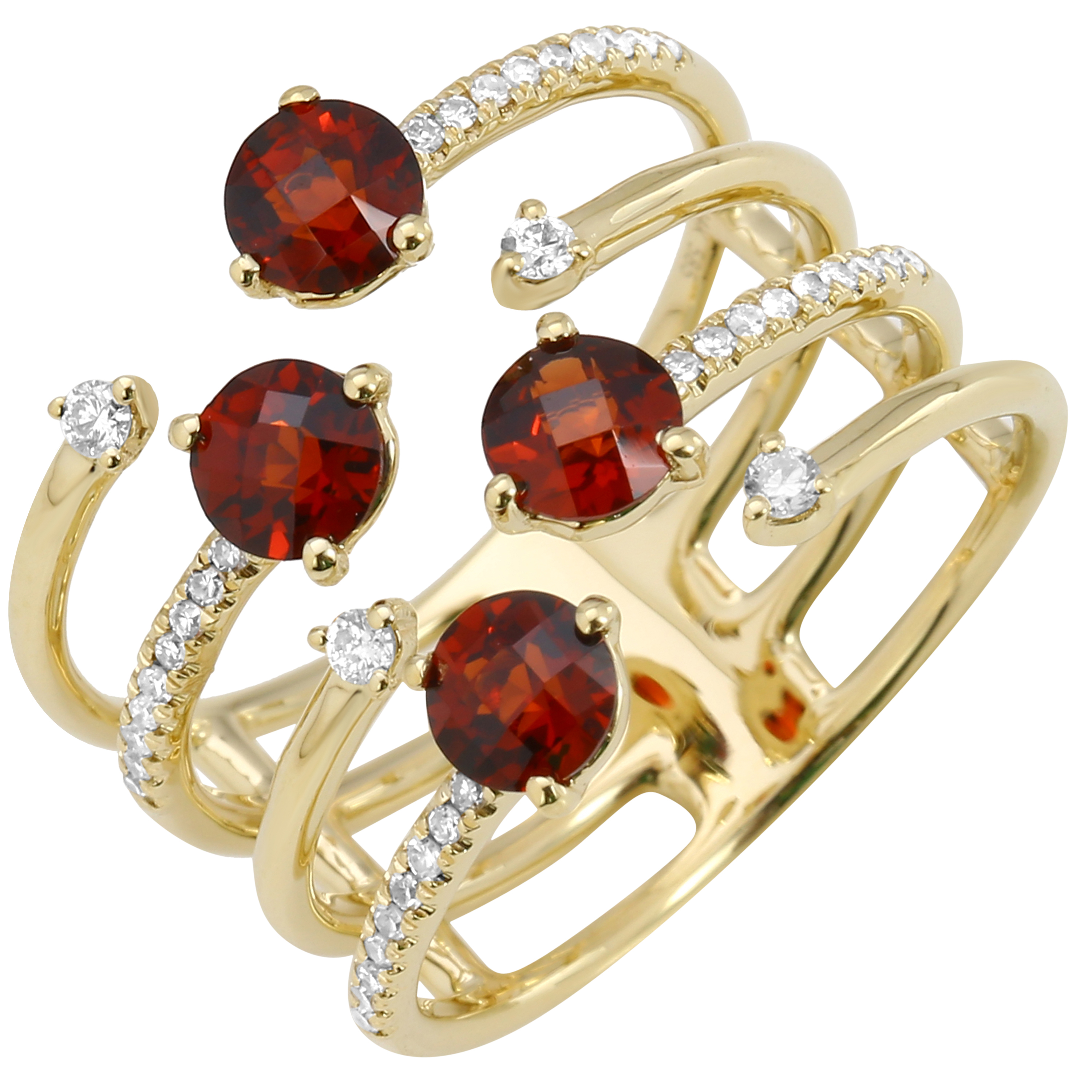 Open Finger Wrap Ring 14k Yellow Gold 0.17 Ct Diamond Ring For