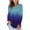 Blue, variant on TIHLMK Women's Tops, Tees & Blouses Womens Long Sleeve V-Neck Gradient Colour Loose Casual Tee T-Shirt Tops Green